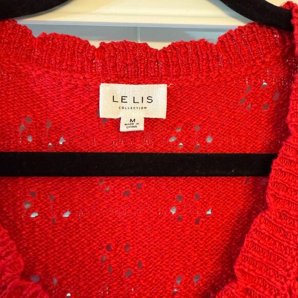 EUC Le Lis Red Knit Button Up Vest (Size: M) - Picture 2 of 4